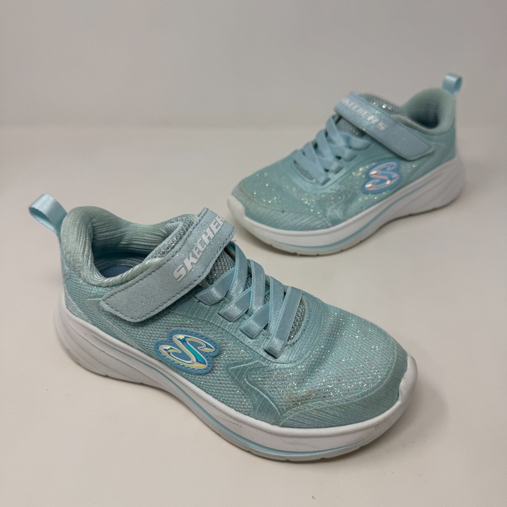 Skechers Wave 92 Blue Glitter Trainers 303557L TBL Youth Girls Size 11.5